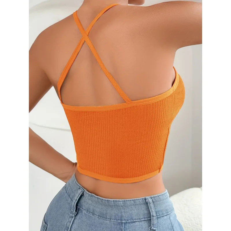 Mesh Vest Strap Hanging Neck Top - Layering Base External/Internal Wear, Sleeveless Mature Style