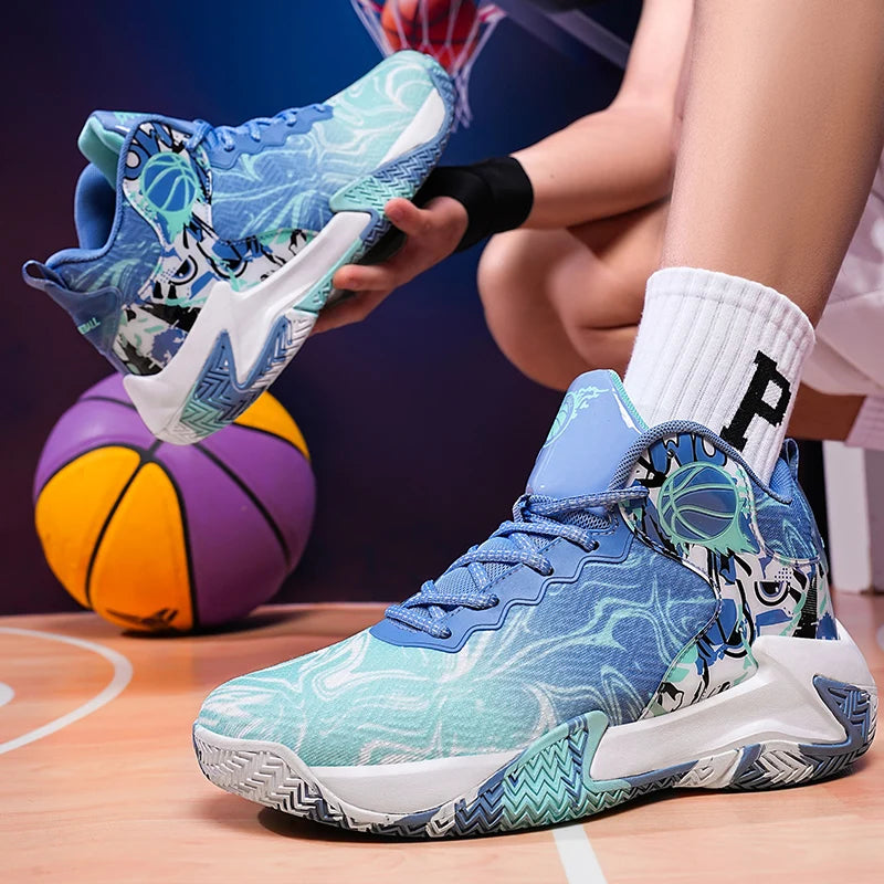 Mens Basketball Shoes Fashion Non-Slip Lightweight Breathable Outdoor Sneakers Cushioning Workout Shoe for Running Walking Sport