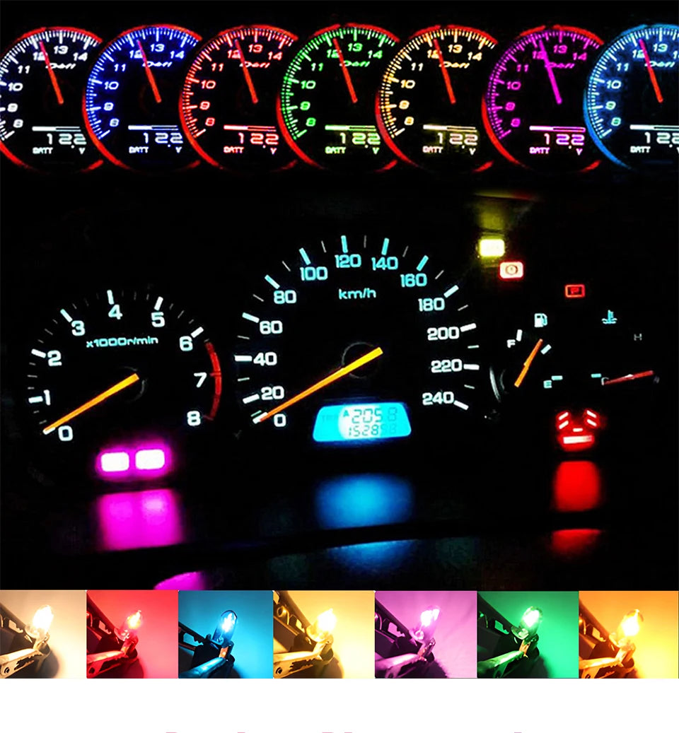5Pcs T5 SMD LED Car Light Automobiles Light-Emitting Diode Instrument Gauge Dashboard Bulbs Auto Interior Indicator Lamp