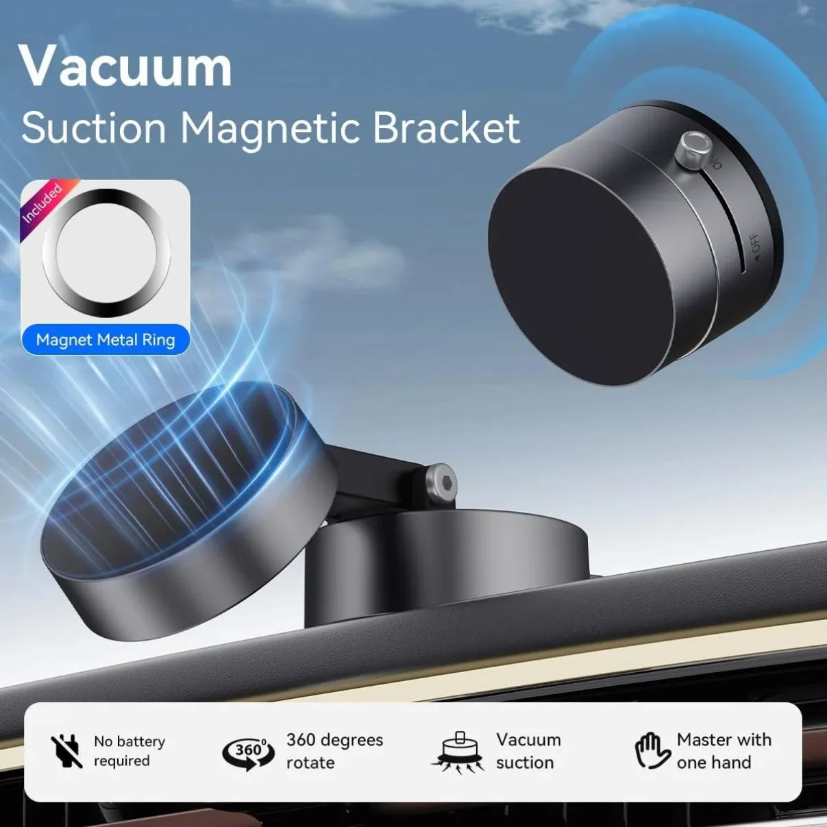 Car/Mirror/Gym Vacuum Suction Fold Magnetic Phone Holder 360 Rotation Suction Cup Car Phone Stand Mount For Magsafe iPhone 16~12