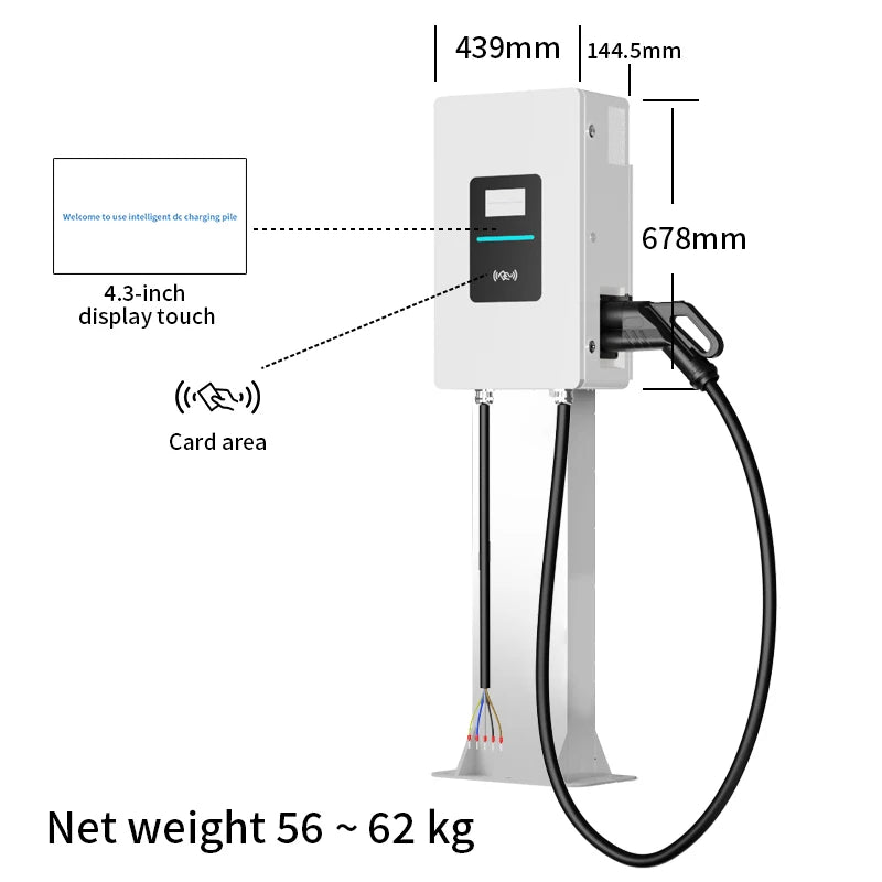Customized Movable Floor Mounted DC Fast EV Charging Station CCS2 Standard Commercial Electric Vehicle Charger Equipment