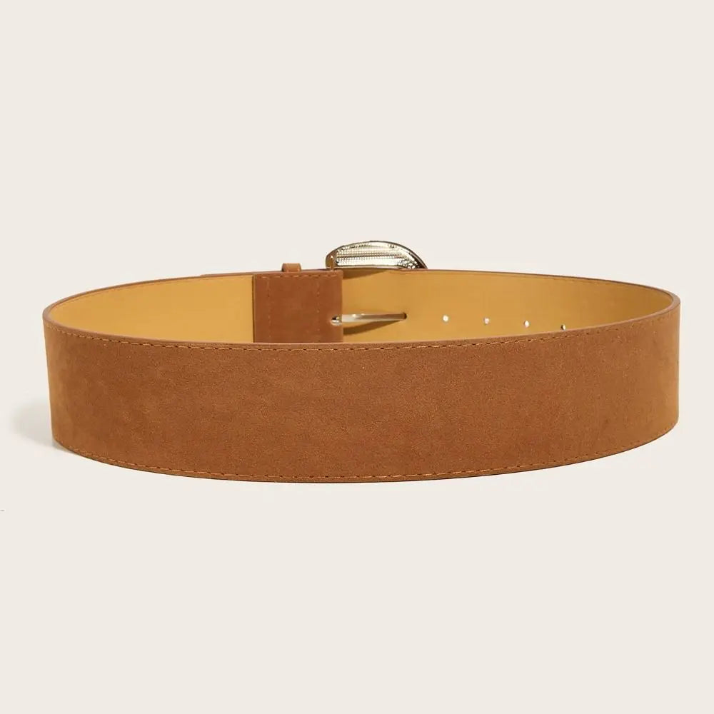 Maillard Styles Suede Leather Wide Belt Luxury Design Trendy Pin Buckle Waistband Casual Versatile Business Waist Strap Gifts