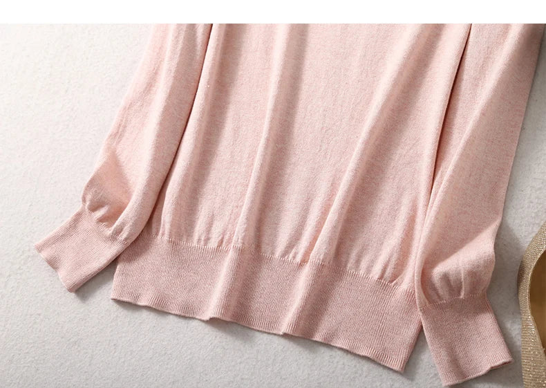 SuyaDream Woman Basic Sweaters Silk and Cashmere Blend O neck Pullovers Solid Sweaters 2024 Fall Winter Bottoming Shirts