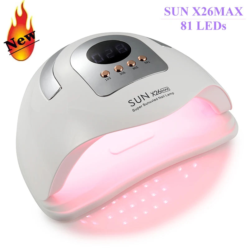 SUN X27MAX New 81LEDs UV LED Nail Lamp Powerful Nail Dryer for Gel Polish Professional Nail Art Manicure Lamp for Home and Salon