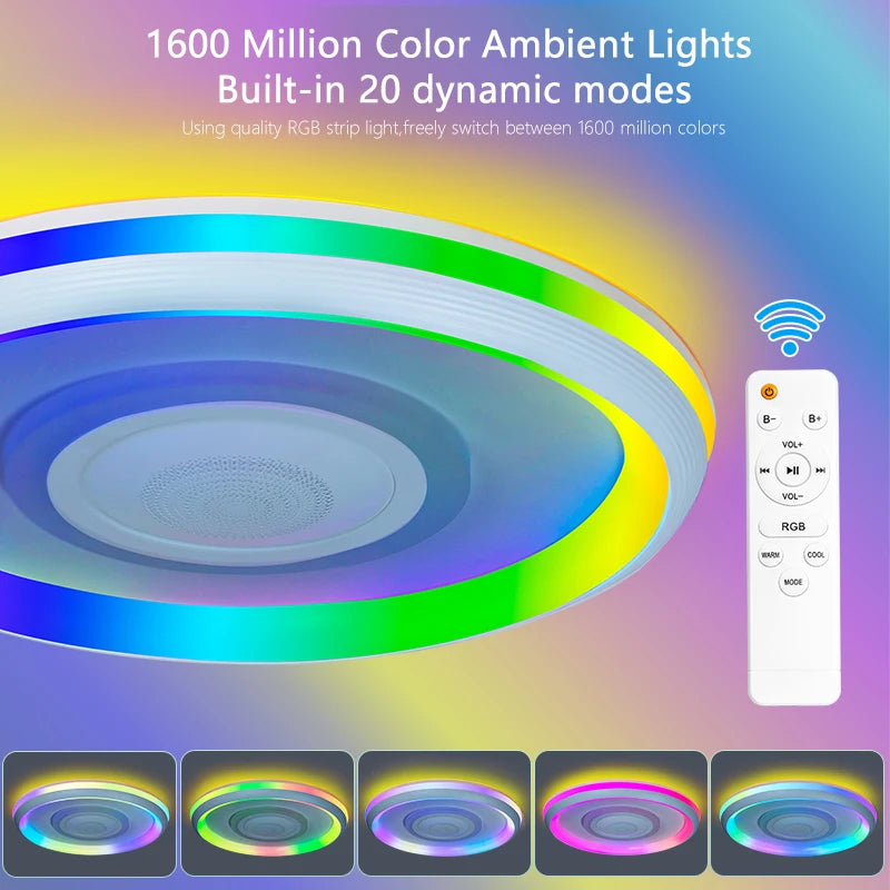 TUYA Music Ceiling Light With Speaker Remote Control APP Dimming Smart RGB LED Lamps Backlight Design Bedroom Living Room Decor