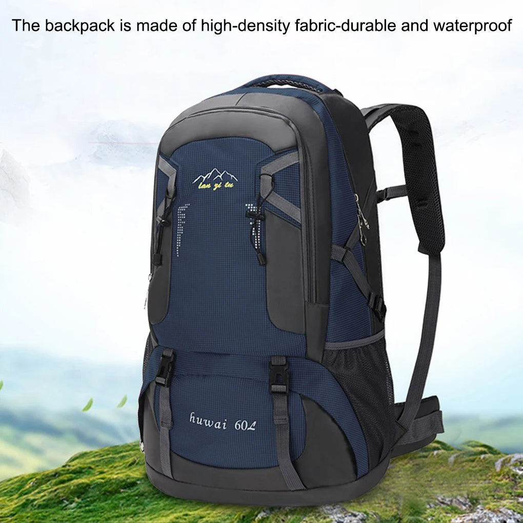 60L Backpack Outdoor Large Capacity Waterproof Rucksack Climbing Pack Zippered Portable Lightweight Bag