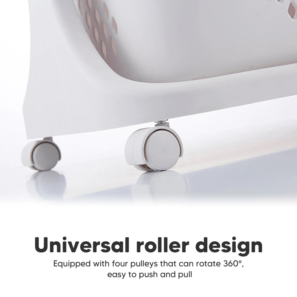 2/4 Tier Laundry Basket Cart Removable Rolling Cart Storage Buckets Plastic Hamper with 4 Wheels Organizer Portable Sort