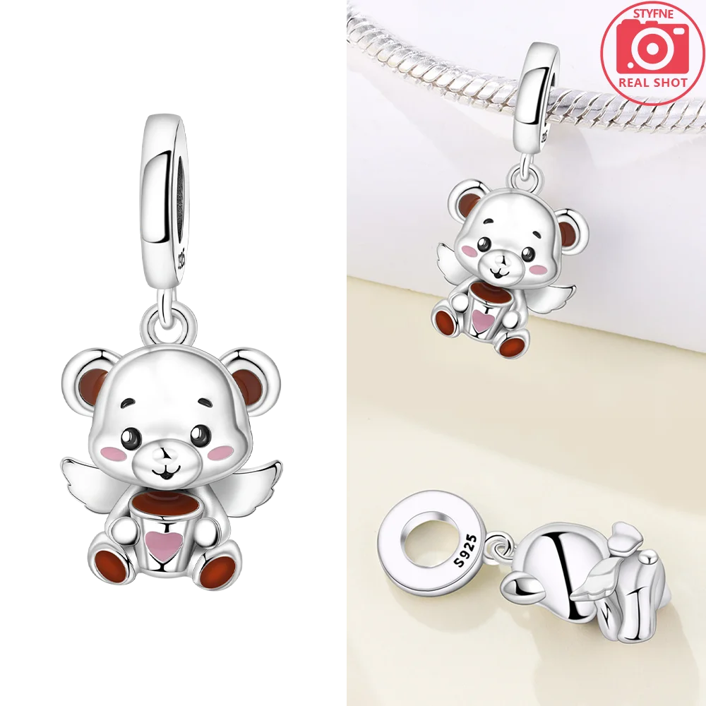 925 Sterling Silver Pink Zircon Love Beads Charms Fit Bracelet Women Jewelry Diy Anniversary Gift Delicate Accessories Bag Charm