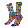 Autumn Winter Hip-hop Men's Women's Superheroes Comic Book Collection Pop Art Quotes Socks Breathable Basketball Socks