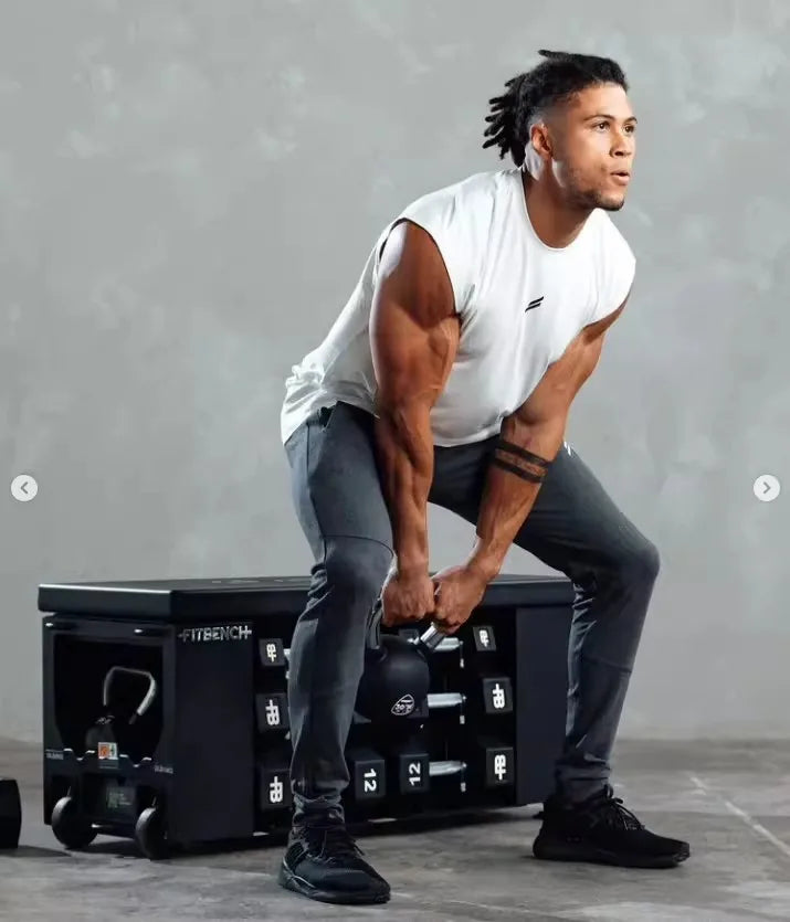 Summer Fitness Sports Tank Top Men's Breathable Loose Fit Training Sleeveless T-shirt Quick Drying vest male Fitness Clothing