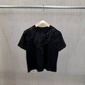 New 2026 Summer Women Casual T Shirts Short Sleeve Spliced Lace Embroidery Solid Color Ladies Fashion O Neck Pullover Tees Tops