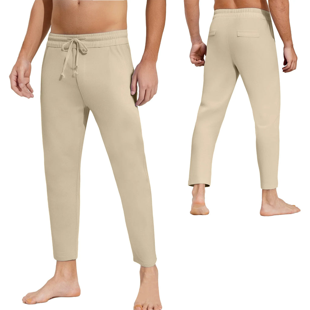 Mens Casual Loose Gym Jogging Fitness Sports Pants Drawstring Elastic Waistband Straight-Leg Trousers Yoga Training Sweatpants