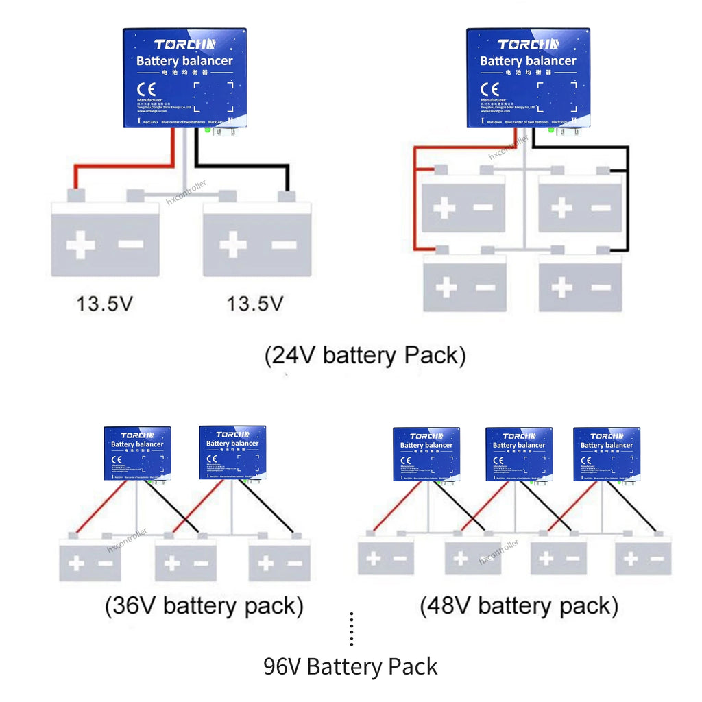 0-10A Digital Display Battery Equalizer 24V 48V 60V 72V 96V LED Voltage Showing Battery Balancer For 2X12V Lifepo4 GEL Battery