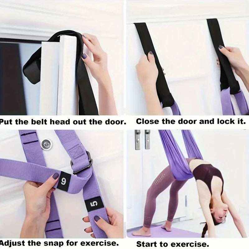 Adjustable Aerial Yoga Strap Elastic Stretch Door Hanging Yoga Belts Hammock Swing Fitness Handstand Rope Training Device Women