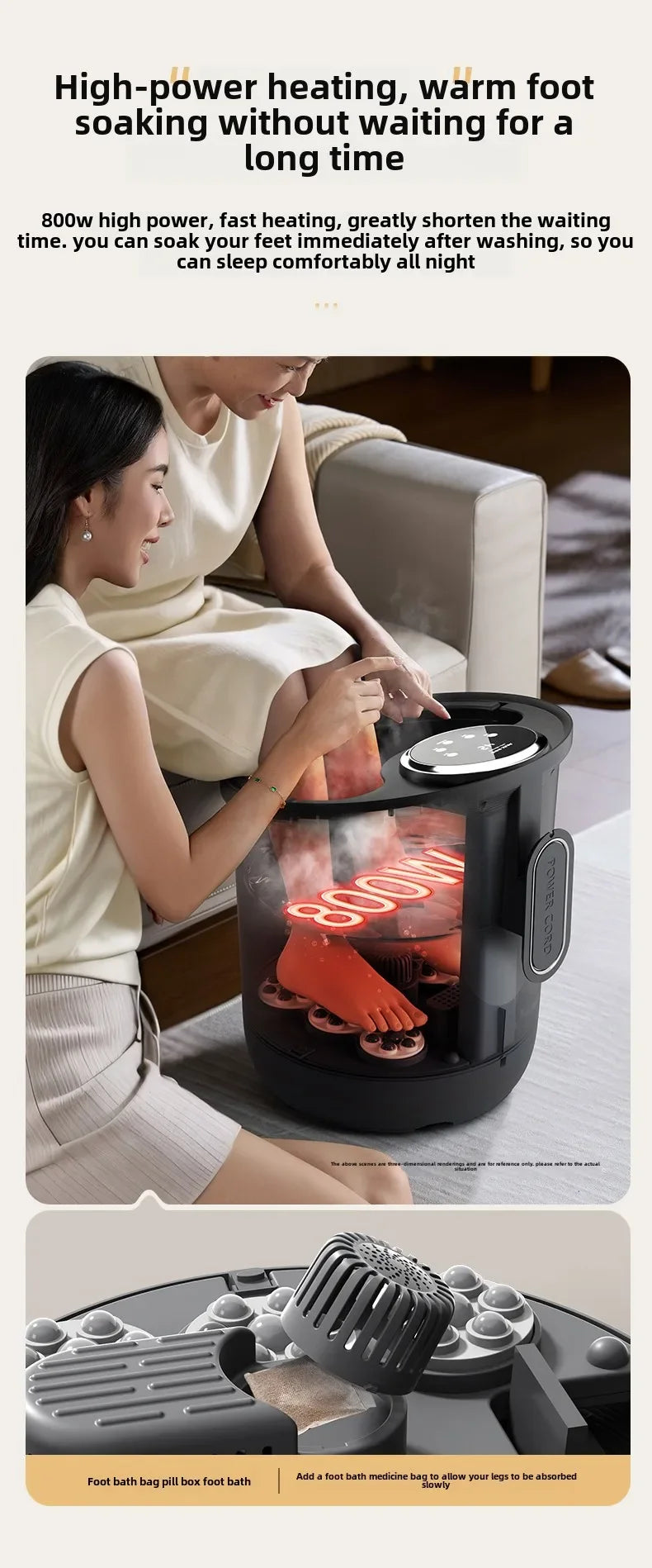 Fully Automatic Constant Temp Massage Foot Bath Tub Household Relax Foot Soak Basin