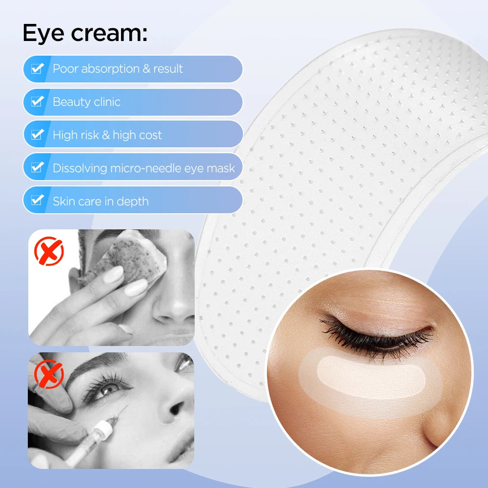 2/20PCS Microneedle Eye Patches Mask Korean Skin Care Hyaluronic Acid for Anti Wrinkle Aging Dark Circle Eyes Mask Moisturizing