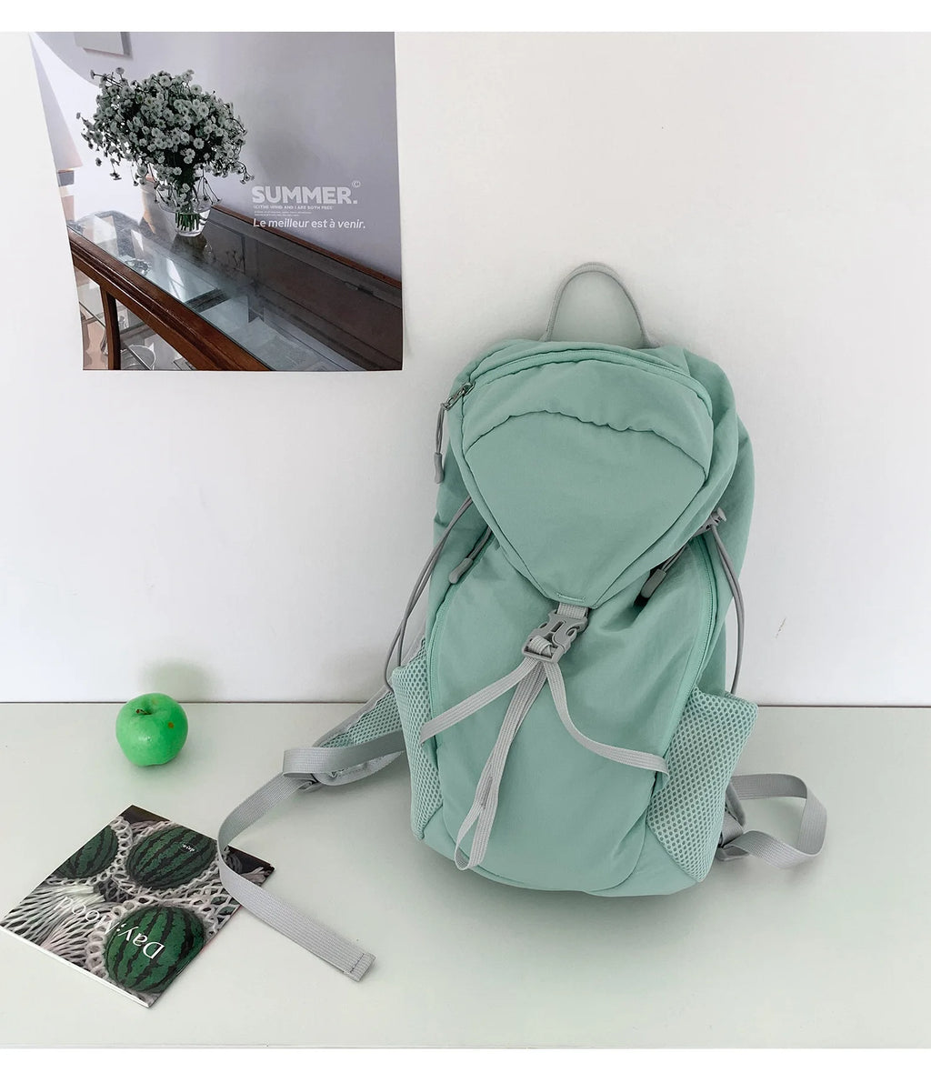 Women Outdoor Sports Backpack With Large Capacity Lightweight Nylon Backpack Suitable Casual Versatile Camping Travel Bag Unisex