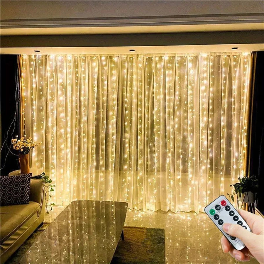 Window Led Curtain String Lights 8 Modes Light Fairy For Bedroom Usb Powered With Remote Control Party Wedding Decoration Gifts