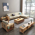 #Nordic Type Simple Modern Solid Wood Sofa Set Furniture Living Room Fabric Sectional Sofa