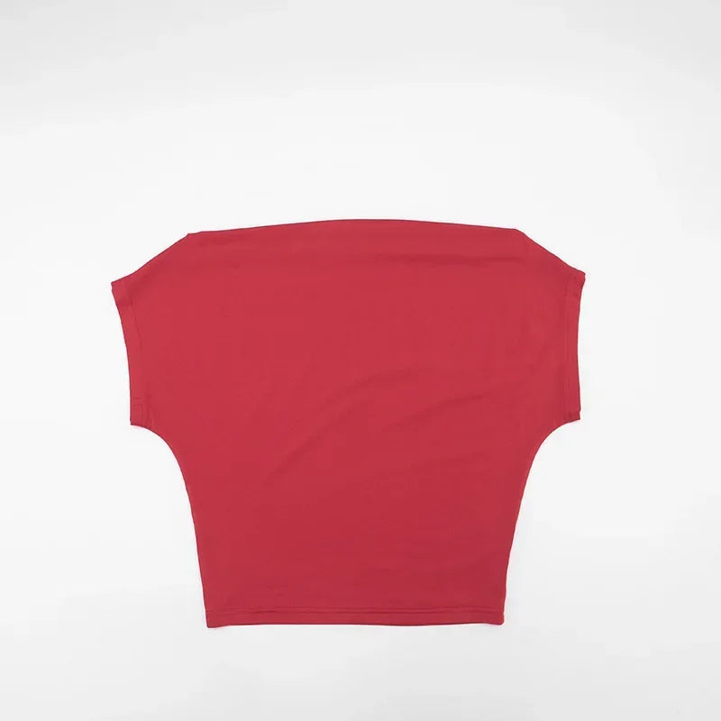 One Shoulder Solid 2 Piece Set Women Summer Short Sleeve Crop Top Shirt Pant Matching Sets Beach Vacation Outfit Streetwear Gift