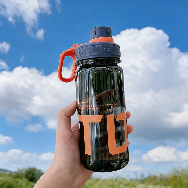 Sports Water Cup with Small Mouth for Direct Drinking, with Scale, Leak-Proof, Portable Handle, Student Outdoor Fitness Plastic Cup for Male and Female Students