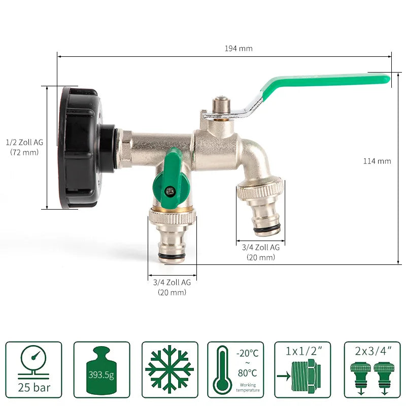 Garden Outdoor Bibcock Faucet DN15 DN20, Anti-freeze, Dual Control Copper for Washing Machine and Kitchen Garden Sink    1/2