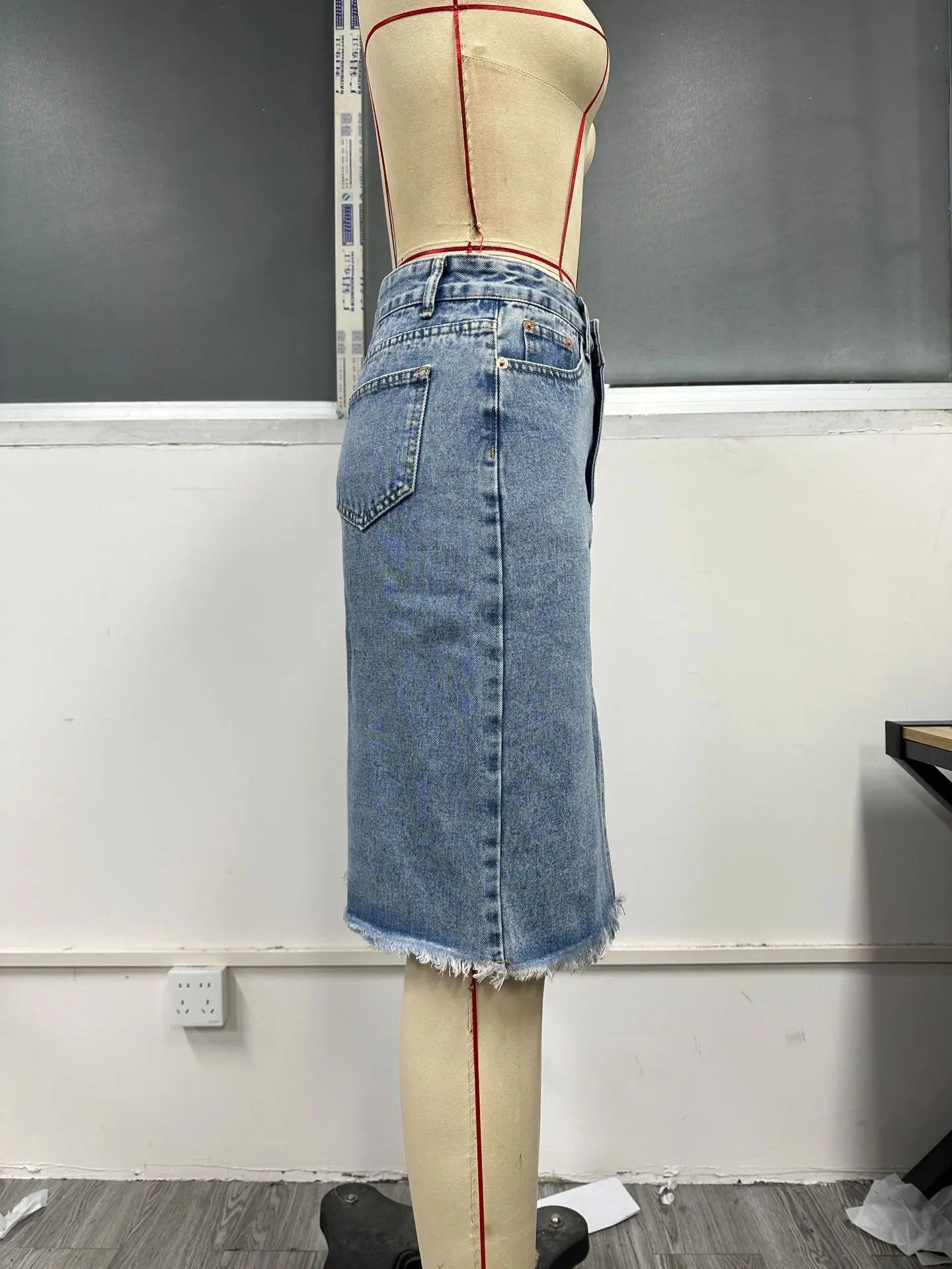 Fashion Midi Cotton Denim Skirt Women 2024 Casual Slim High Waist Asymmetrical Blue Jean Skirts Y2k Faldas Elegant