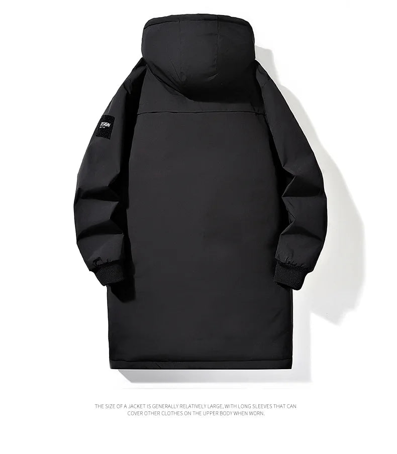 Big Size 9XL Men's Long Trench Coat Hood Fleece Thick Windbreaker Male Autumn Winter Lightweight Plus Large Oversize Hat Zipper