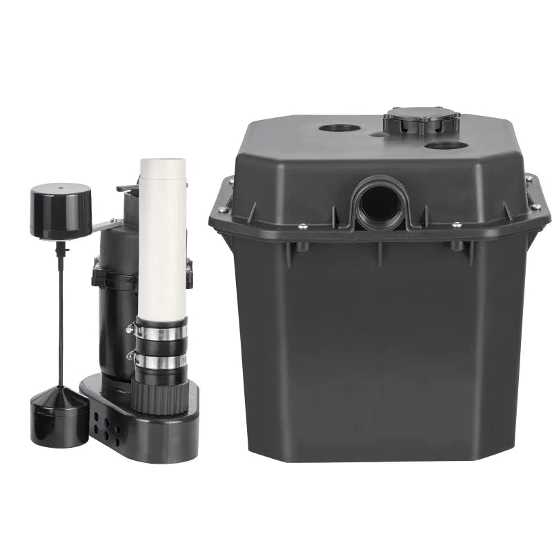 Utility Sink Pump 1/3HP 1/2HP 120V Under-Sink Sump Pump System with 6 Gallon Basin Automatic Utility/Laundry Drain