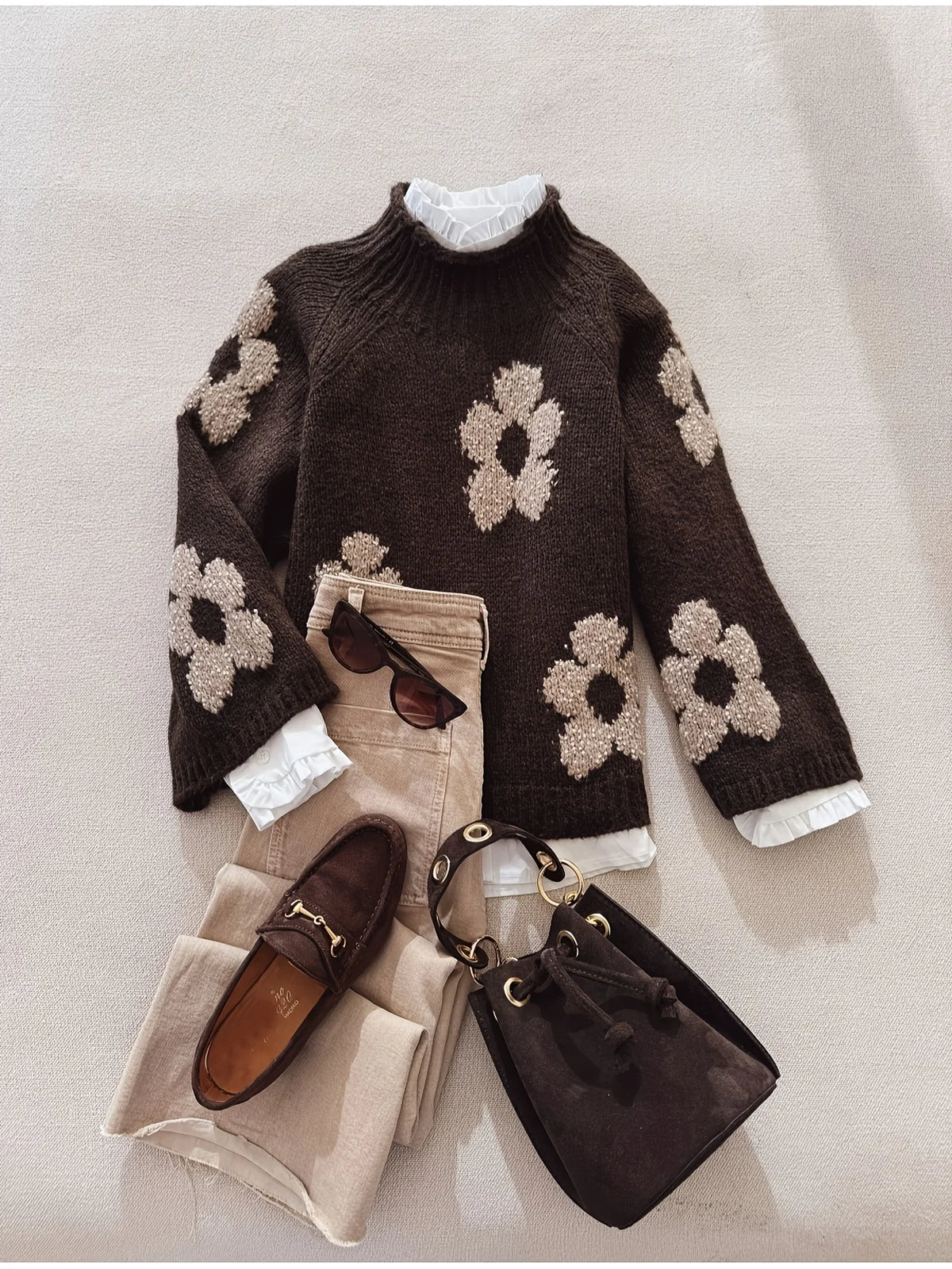 Winter Women's Knit Sweater Ribbed Floral Design Long Sleeve Pullover Fall New Arrival Knitwear Casual streetwear