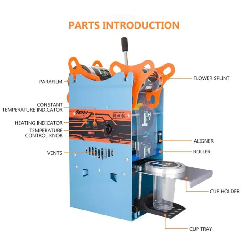 95MM Commercial Cup Sealing Machine Manual Pressure Sealing Machine Beverage Cup Sealer Milk Tea Seal Boba Tea