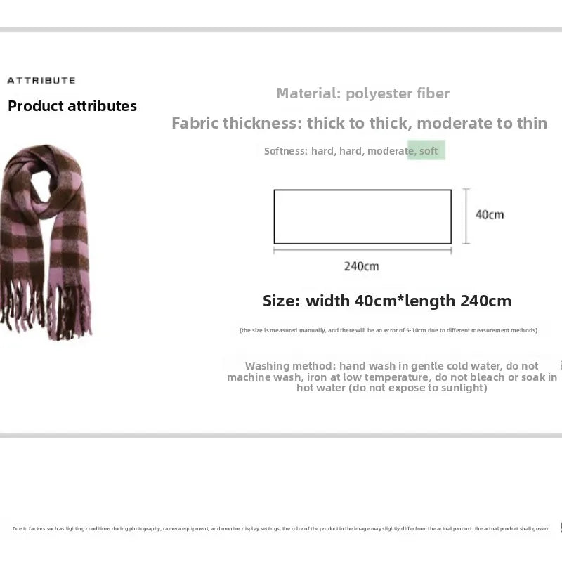 Maillard Womens Reversible Scarf Plaid  Windproof Insulation,personality,Winter Shawl Wrap Oversized Tartan Stripe Fringe Scarve