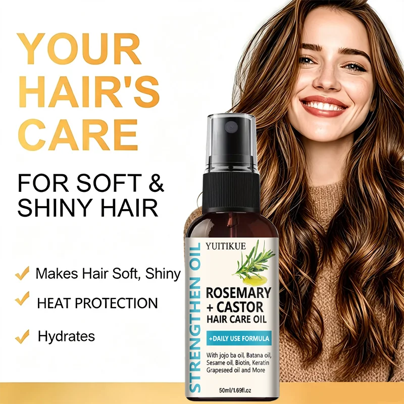 Botanical Hair Strengthening Oil Rosemary Castor Blend Moisturize Dry Hair Nourish Scalp Daily Hair Care Treatment