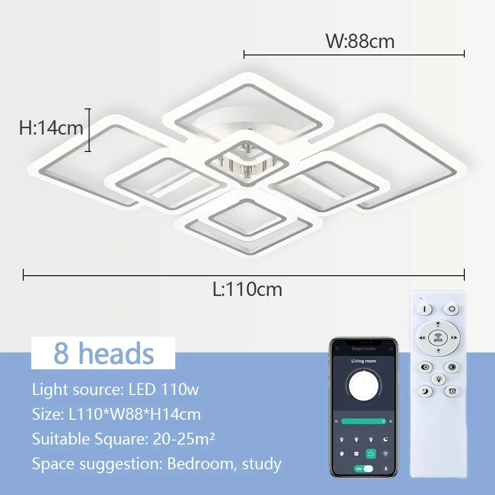 Modern Interior Square Ceiling Light with Remote Control LED Dimmable Ceiling Lamp lustre Living Room Kitchen Bedroom Decoration