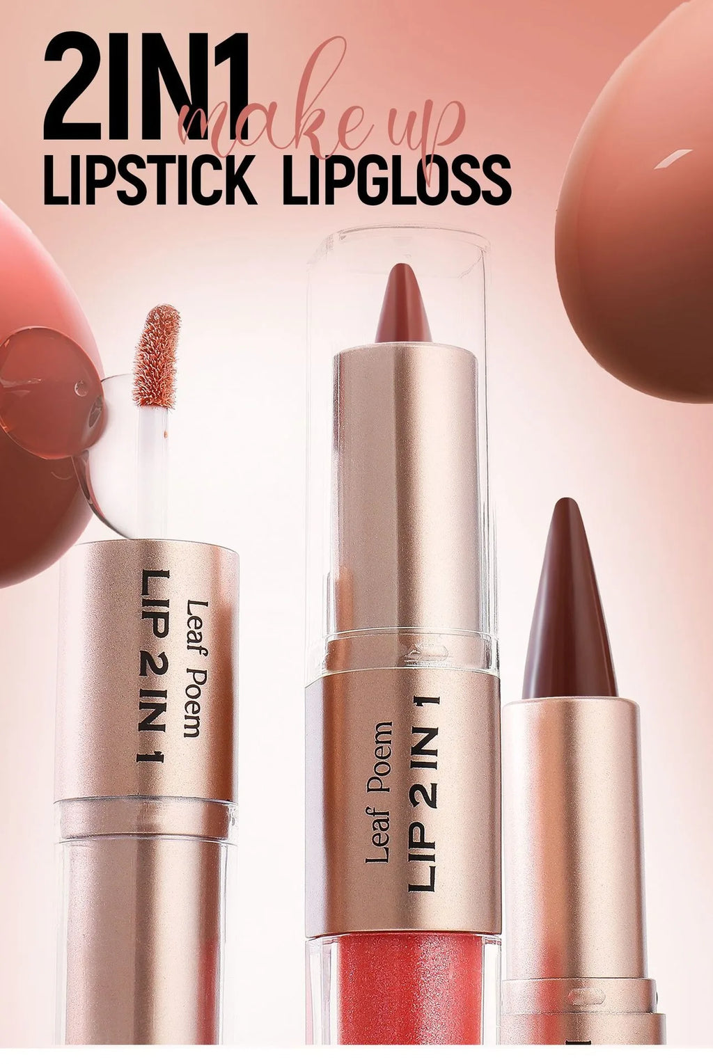 2 In 1 Dark Plum Pink Lip Makeup Matte Outline Lip Liner Mirror Plumping Lip Glaze Waterproof Lip Contour Non Stick Makeup