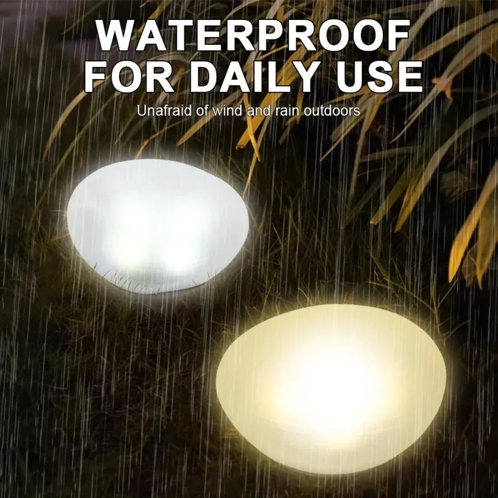 LED Solar Stone Light Solar Powered Decorative Frosted Glass Ground Lamp Waterproof Outdoor Waterproof Lantern Garden
