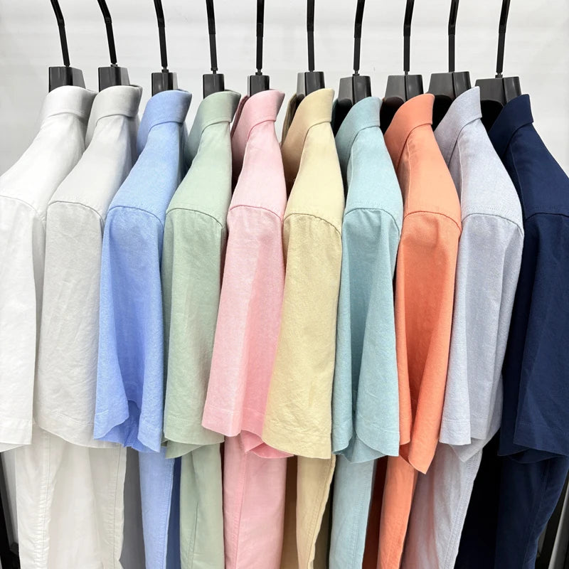 Short Sleeved Shirt Men's Summer New Item Pure Cotton High-end Brand Little Horse Logo Embroidered Casual Shirt