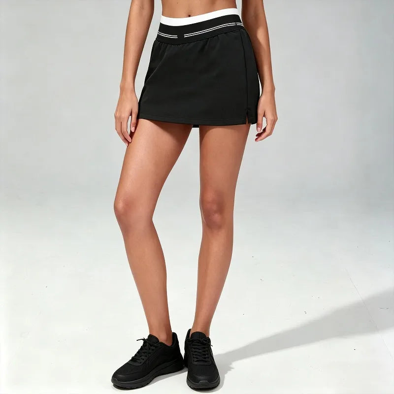 Breathable 2pcs Sweat Suit Breathable Sports Bra Crop Tops with High Waist Mini Skirts Yoga Tennis Running Golf Fitness Outfits