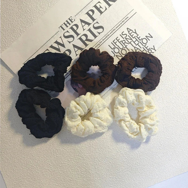 1/3pcs Solid Color Pleated Hair Tie for Women Brown Elegant Daily Wear Hair Ring Fashion Girls Scrunchie Hair Accessories
