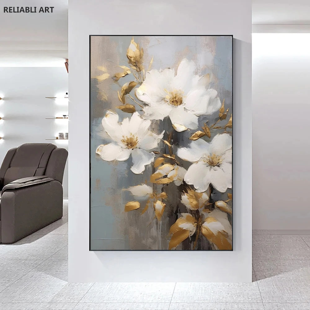 Modern Light Luxury Living Room Decor, Abstract Flower Art Posters,Home Decoration, Prints Canvas Wall Picture,Unframed