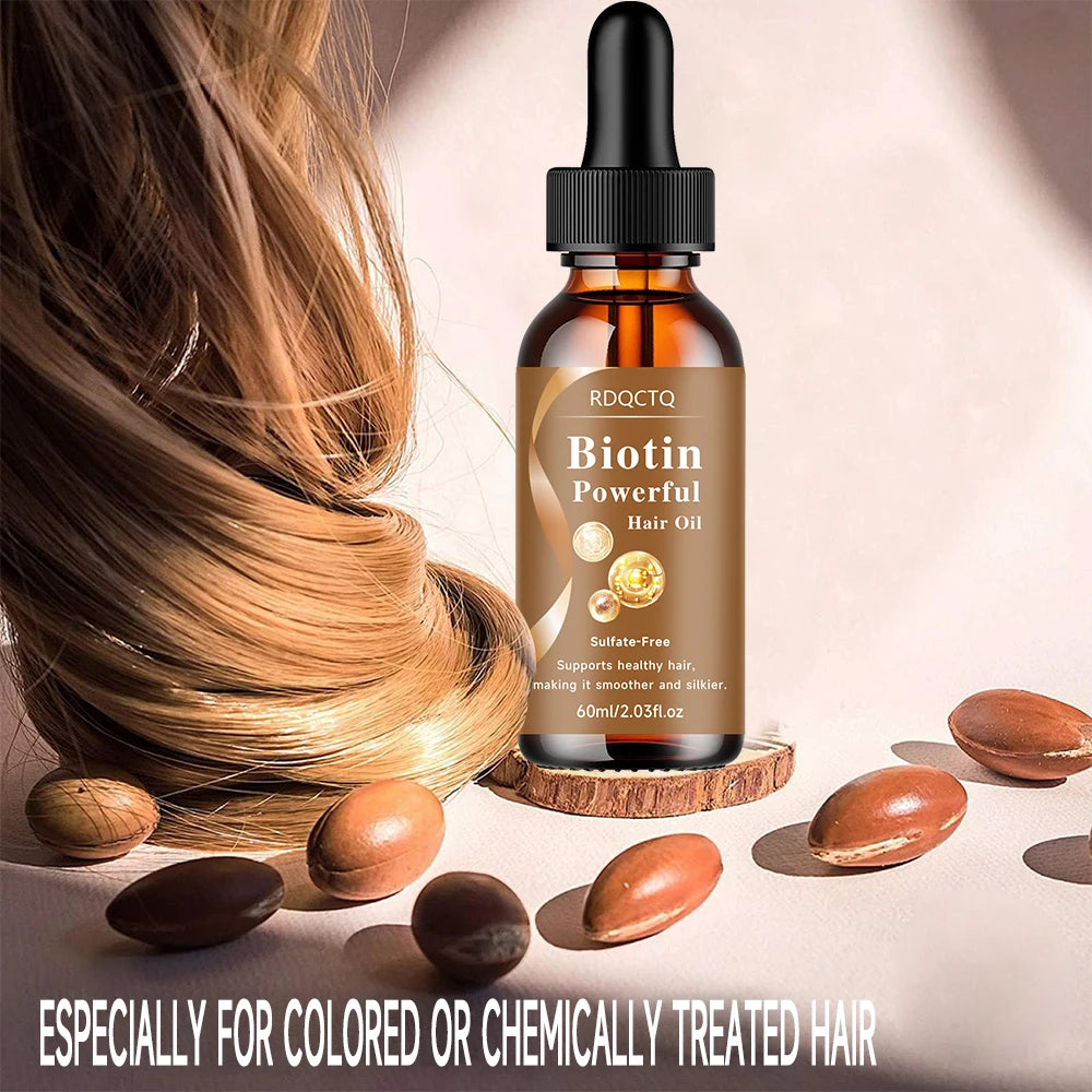 Biotin Hair Care Oil for Dry Hair - Nourishing Treatment for Women with Smooth Silky Shiny Results - Natural Hair Care Essential