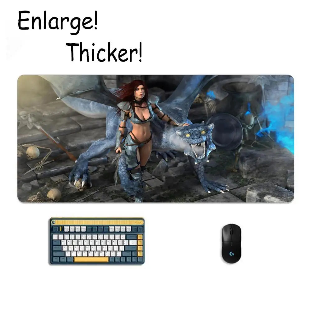 D&D D-Dungeon & Dragons Mouse Pad Tapetes de Mesa Teclado, Borracha Kawai, Tapete de Mesa Antiderrapante, XXL90x40cm