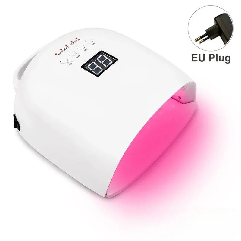 86W Lamp for Manicure Rechargeable Cordless Sun UV LED Lamp Nail Dryer For Curing All Gels 52 LEDs Light with LCD Timer Sensor