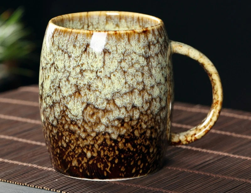 Japanese Style Coffee Cup Creative High-Capacity Kiln Change Ceramic Cup Vintage Household Office Drinkware Milk Mug Water Cup