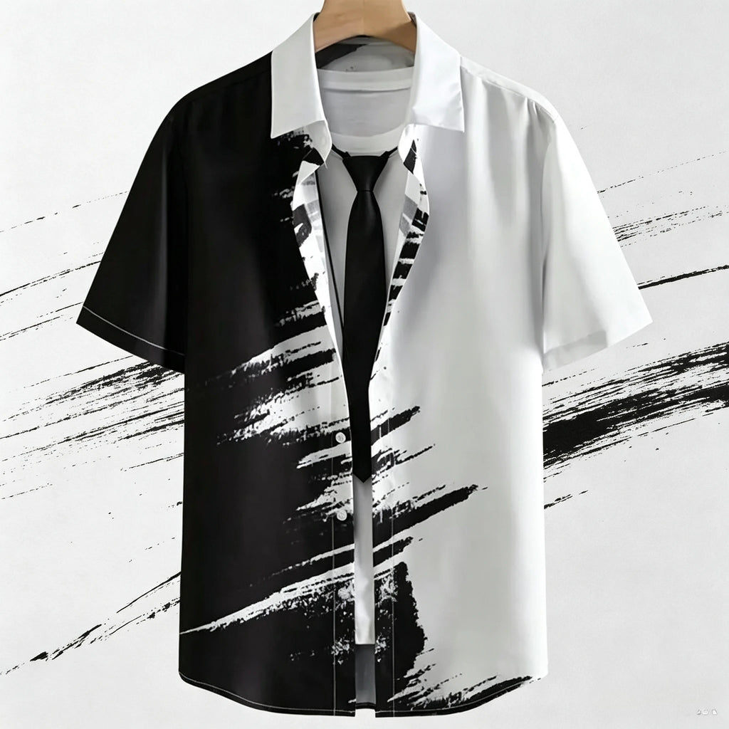 Men's Hawaiian shirts 3d gradient printed loose shirts and oversized shirts, high-quality beach party sweaters