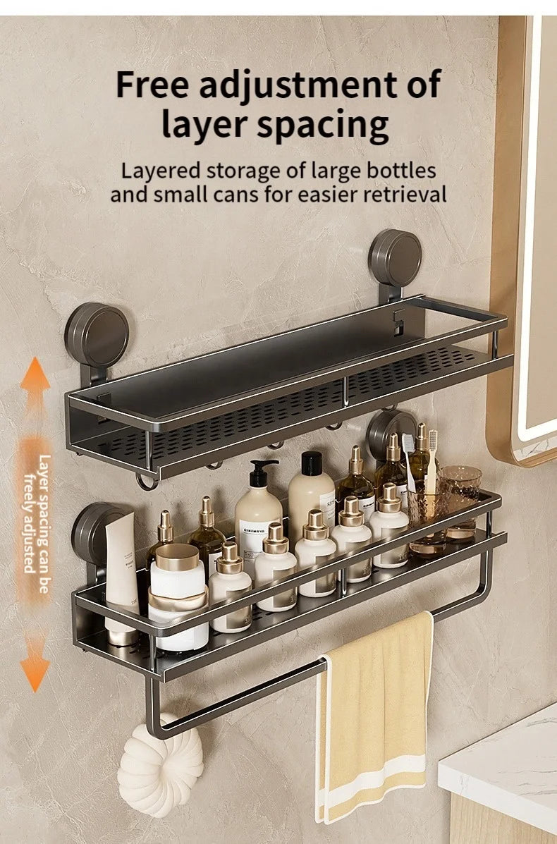 Toilet storage rack, bathroom washbasin, toilet, shower room, kitchen, wall mounted non perforated towel rack