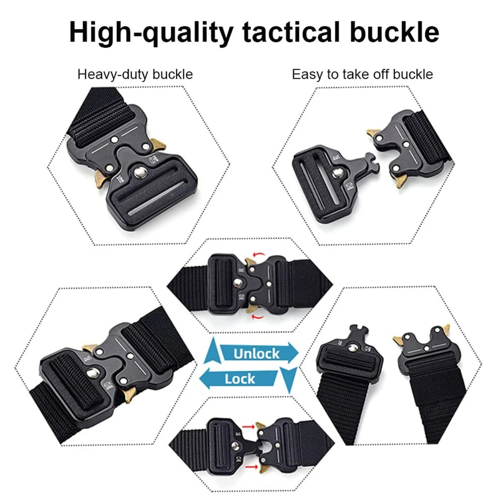 Red Ears Plastic Buckle Tactical Belt Men'S Multifunctional Military Fan Canvas Belt Outdoor Faux Nylon Training Waist Belt