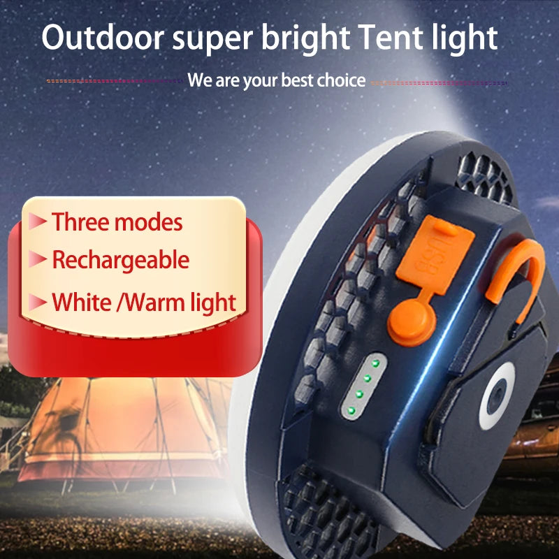 Rechargeable Camping Lights Outdoor Magnetic Suction Tent Lanterns Maintenance Emergency Lights High Light Flashlights 13500mah