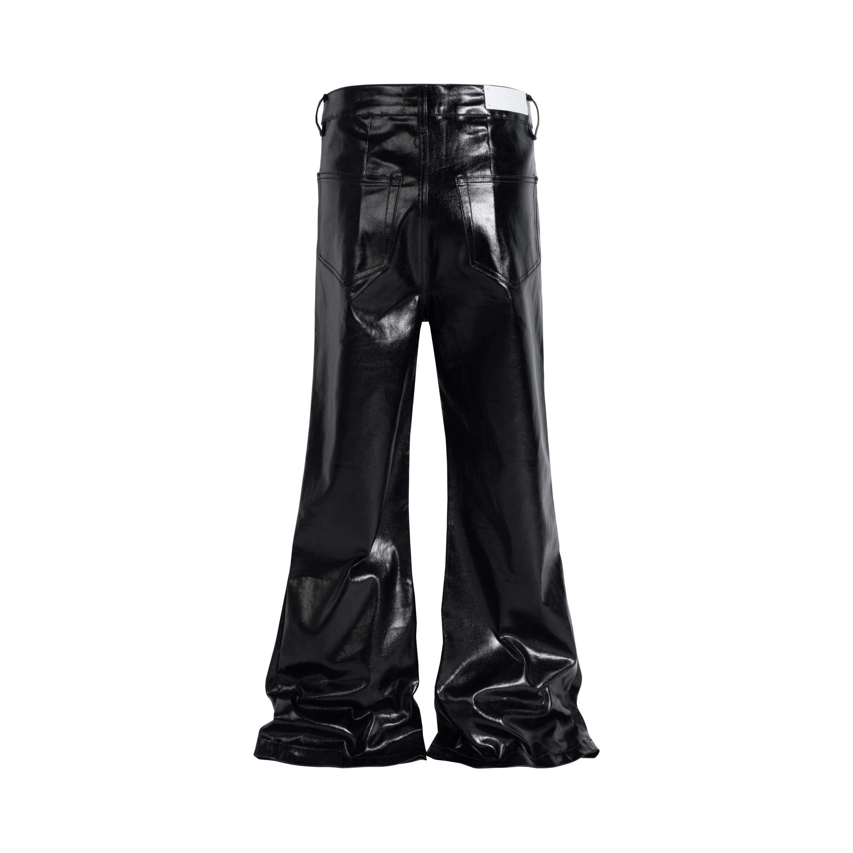 2025 Coated Shiny Hip Hop Punk Stacked Jeans Man Patent Leather Vintage Wide Leg Straight Flared Jeans