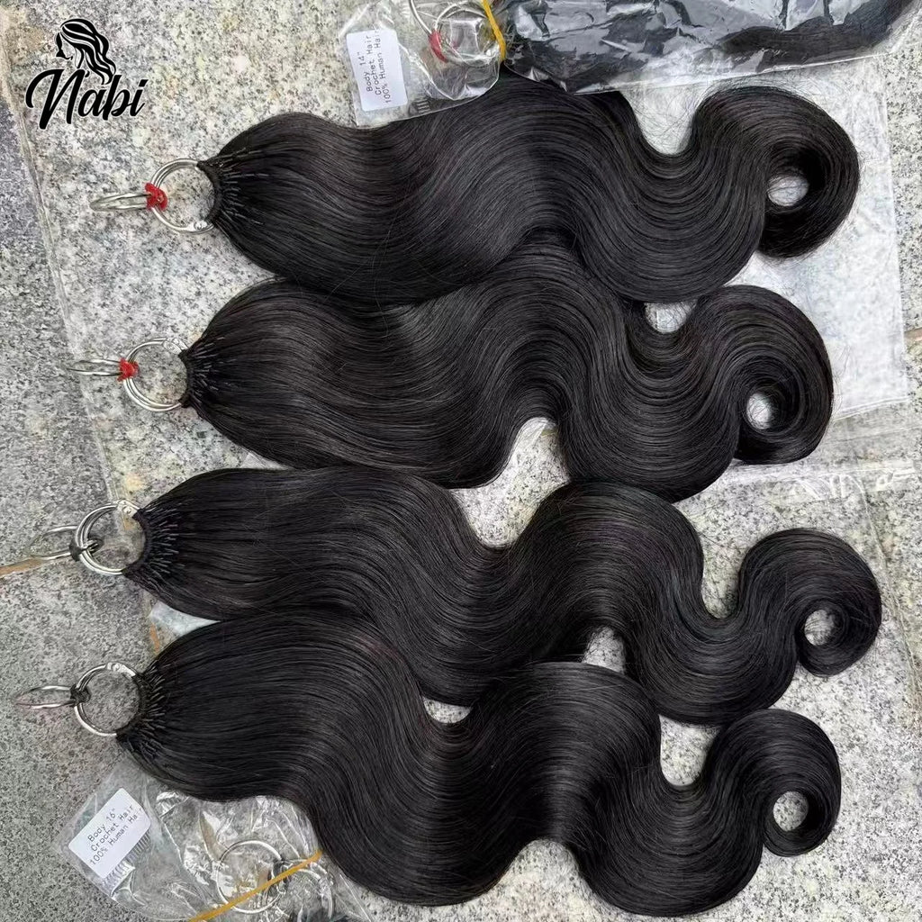 NABI Pre-Separated Crochet Human Hair Bundle Miracle Knots Braiding 14-18inch Water Wave Curly Human Hair for Women